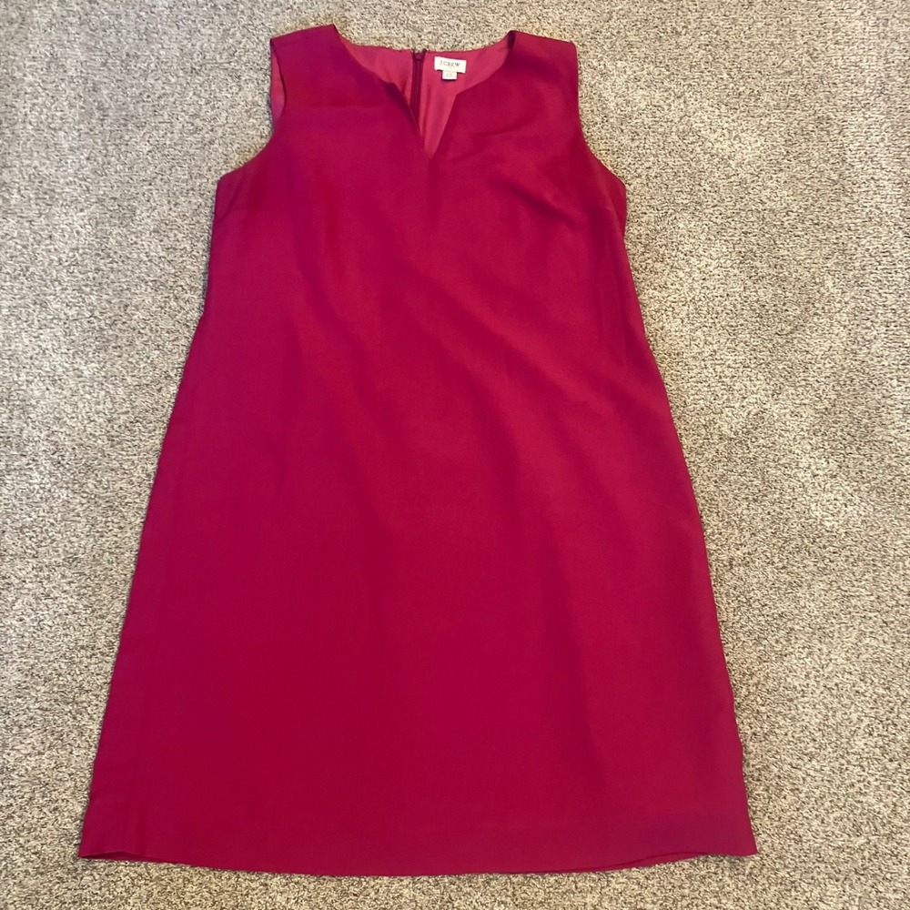 J.Crew Womens 12 Magenta Pink Sleeveless Notched V-Neck Shift Dress Barbiecore